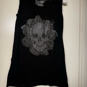 Black Skull Embellished Women's Tank Top S/M